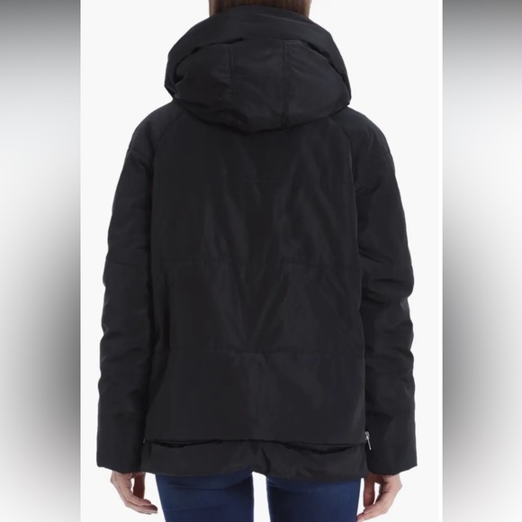 NWT Avec Les Filles Black Puffer w/Faux Shearling Lined Hood Jacket Women’s Med - Picture 3 of 12